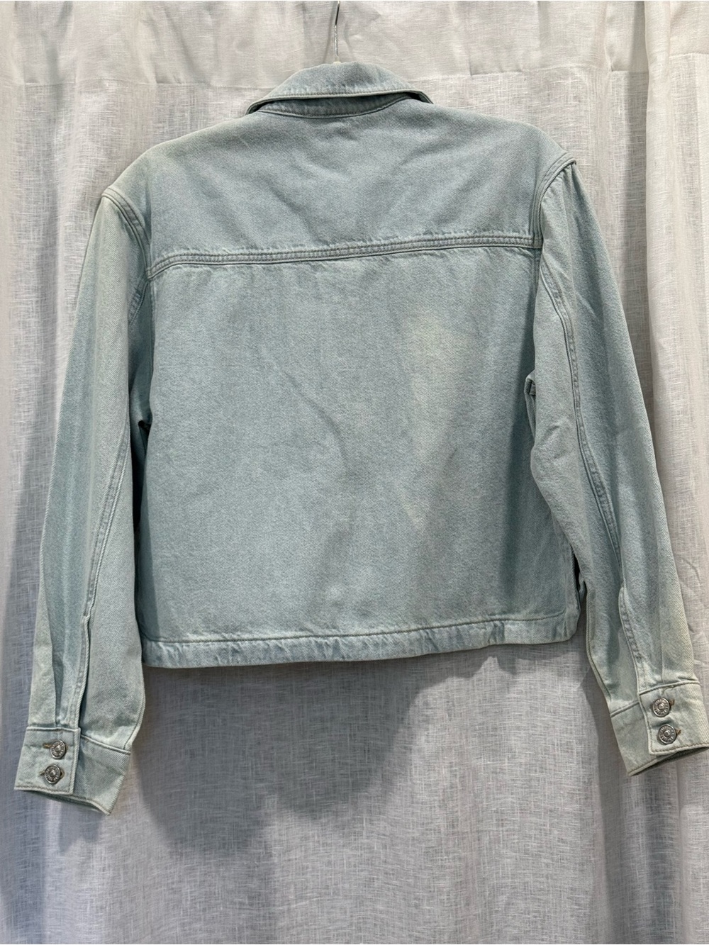 PAIGE Natalia Cropped Denim Shacket Windward Light Wash Jacket XS NWT - Picture 6 of 16
